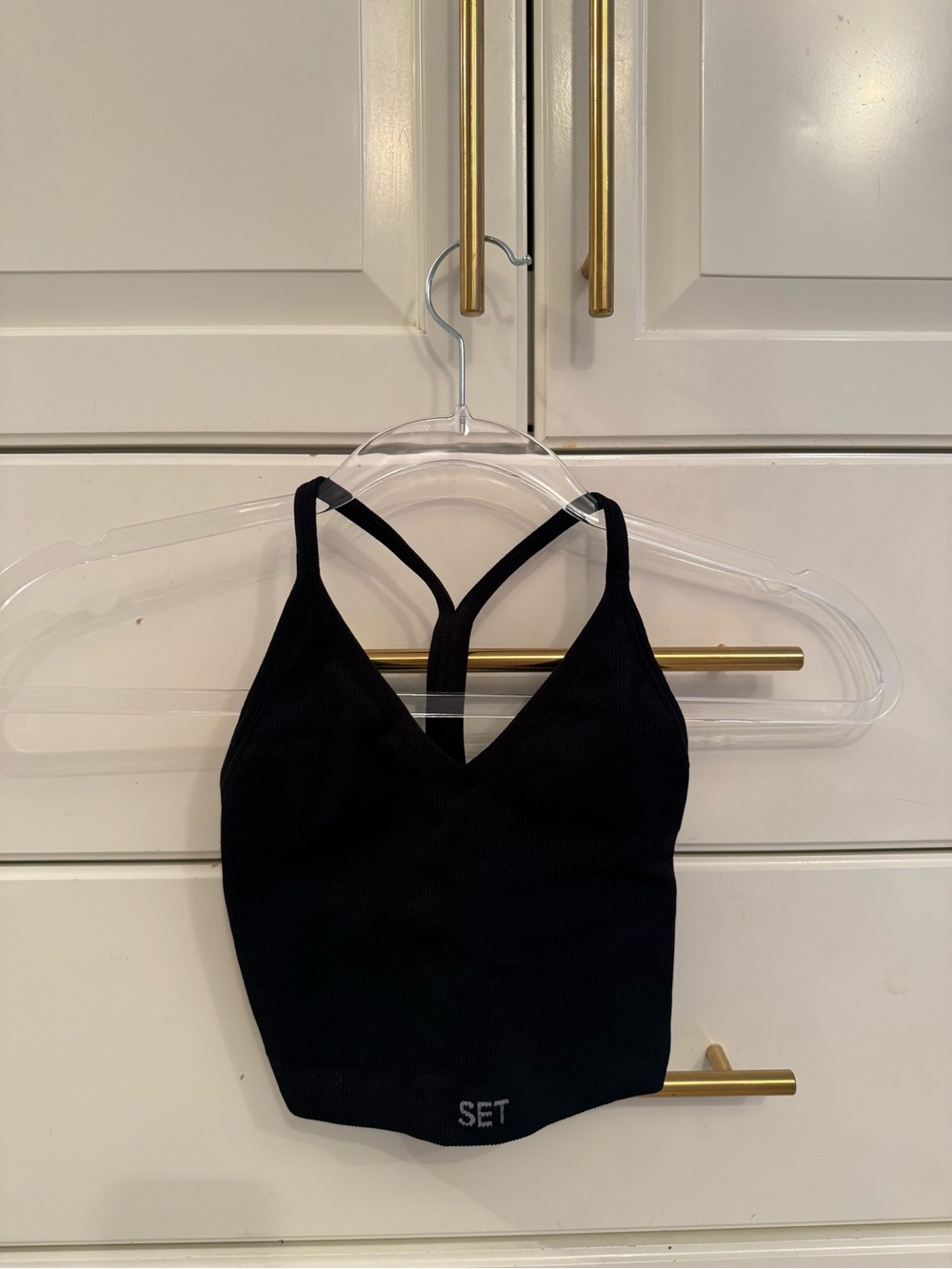 SET Active Black Ribbed V-Neck Sports Bralette